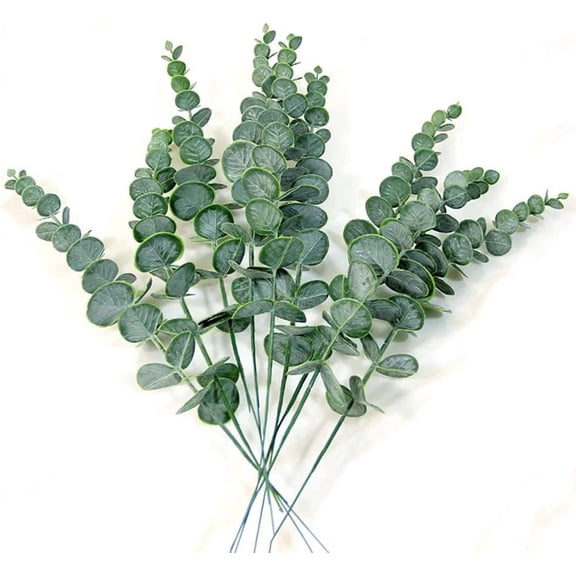 HAOSHICS 10Pcs Artificial Eucalyptus,Fake Eucalyptus Leaves Stem,Faux Eucalyptus Buquets for DIY Flower Craft Wedding Party Home Office Table Centerpieces Decor (Green)