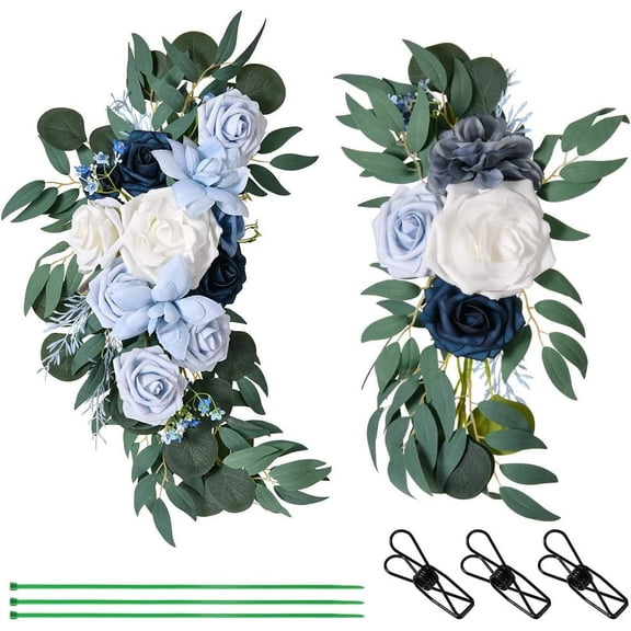 HAOSHICS 2PCS Artificial Floral Peony Swag Fake Silk Flowers Swag Colorful Mixed Spring Floral Swag with Peony for Wedding Arch Table Centrepiece Hanging Home Mirror Wall Decor