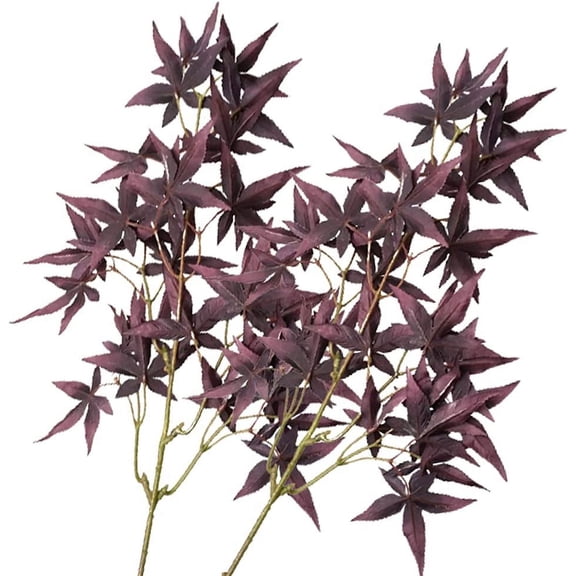 HAOSHICS 2Pcs Artificial Maple Leaves Branches,Fake Silk Maple Leaves Bundles,Faux Shrubs Bushes for Home Kitchen Garden Office Hotel Wedding Festival Decoration (Green)