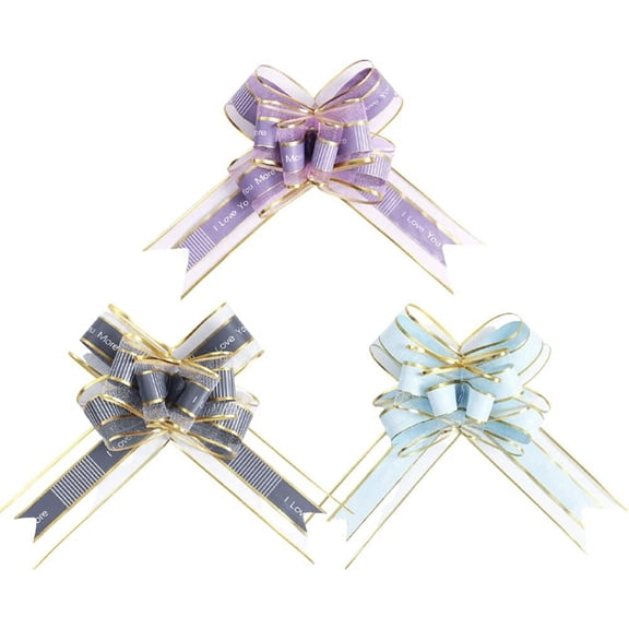 HAOSHICS 30Pcs Pull Bows Ribbons, Pull Ribbon String Wrapping Bows for Wedding Valentine's Day Decoration Birthday Party Flower Gifts Ornament (Color 1)