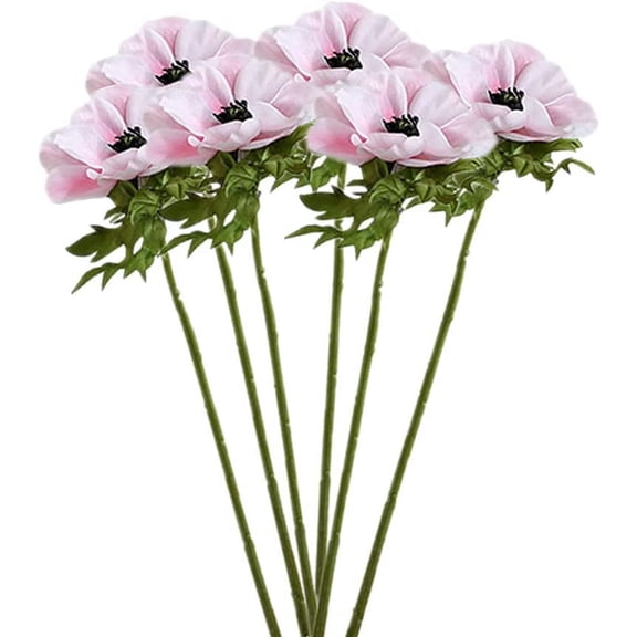 HAOSHICS 6Pcs Artificial Anemone Flowers,Fake Silk Anemone Bouquet,Real Touch Anemone Branches Table Centerpieces for Home Coffee Shop Wedding Party Holiday Decor (Deep Sapphire Blue)