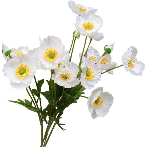 HAOSHICS 6pcs Artificial Poppy Silk Flowers, Faux Corn Poppy Flower Stems Fake Plants Coral Flower Arrangement and Table Centerpiece for Home Decor Bouquet Wedding Party
