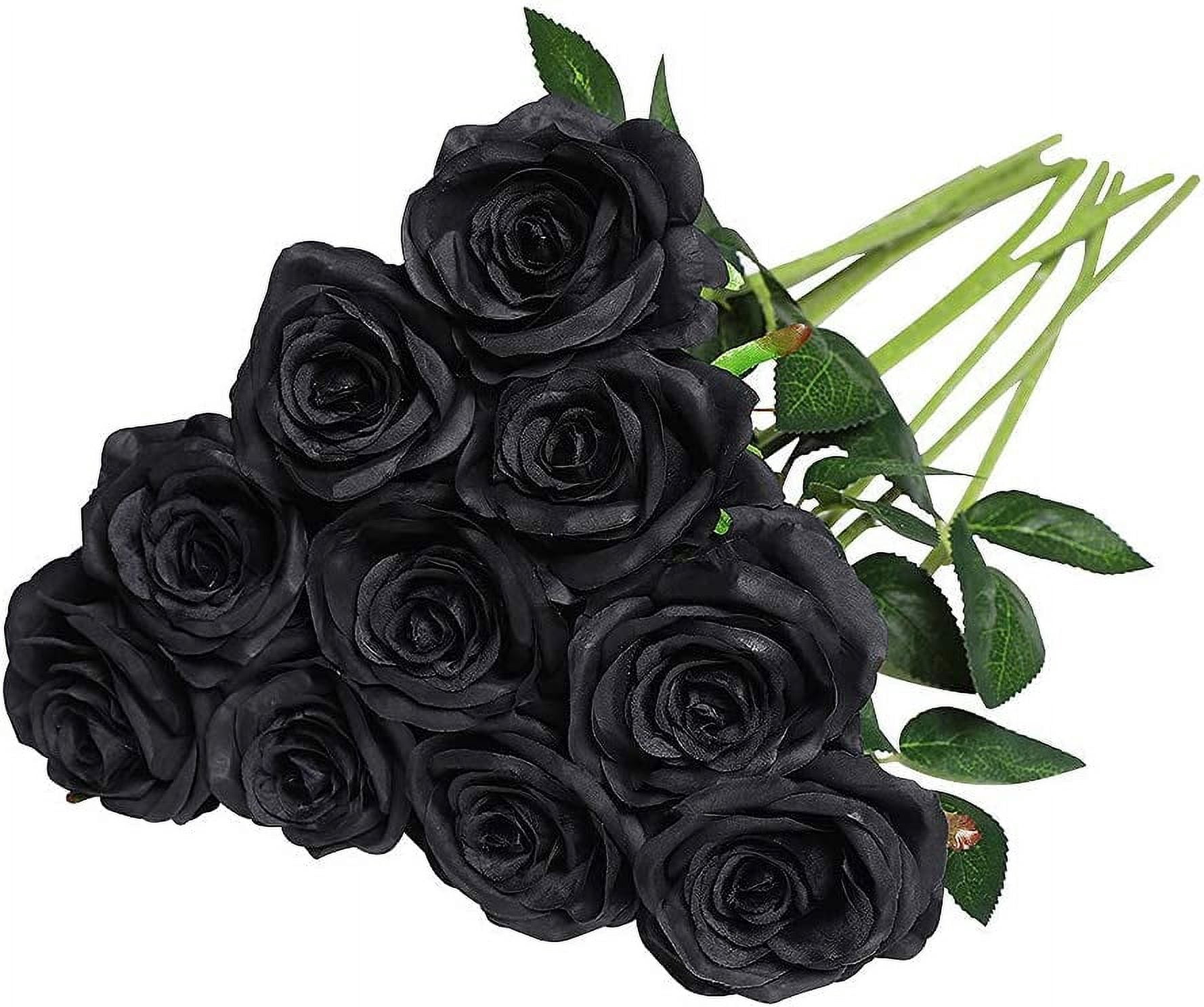 HAOSHICS 9Pcs Artificial Flowers Silk Black Rose Fake Black Rose ...