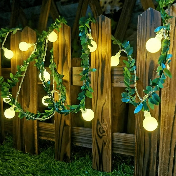 HAOSHICS Artificial Rose Vine Green Leaf Light String, Christmas Decoration Lights, Indoor and Outdoor Light Strings, Bedroom Wall Decoration Lights