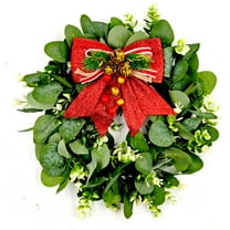 HAOSHICS Christmas Wreath Green Leaves Wreath for Front Door Artificial Eucalyptus Wreath Christmas Decorations Indoor and Outdoor Holiday Decorations 12in