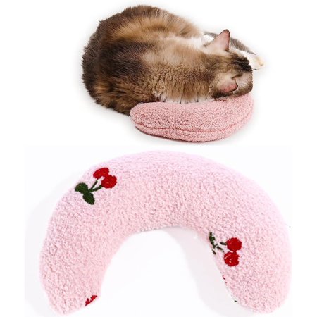 HAOSHICS Small Cat Bed with U-Shape Design & Soft Padding, Solid Pink (3 Pack)
