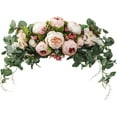 thumbnail image 1 of HAOSHICS Wedding Arch Flowers, 30 Inch Rustic Artificial Floral Swag for Lintel, Arbor and Ceremony, Green Leaves Rose Peony Door Wreath Reception Backdrop Home Decoration, Champagne, 1 of 15