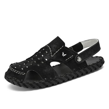 HAOSHIDUO Men Slip On Sandals Comfortable Non Slip Flat Walking Shoes Summer Beach Shoes