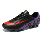 HAOSHIDUO Men's Low-Top Soccer Cleats Youth Football Shoes Outdoor Sneakers Black US Size 8