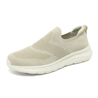 HAOSHIDUO Slip-On Walking Shoes for Men Soft Breathable Fabric Shoes Comfortable Lightweight Casual Shoes