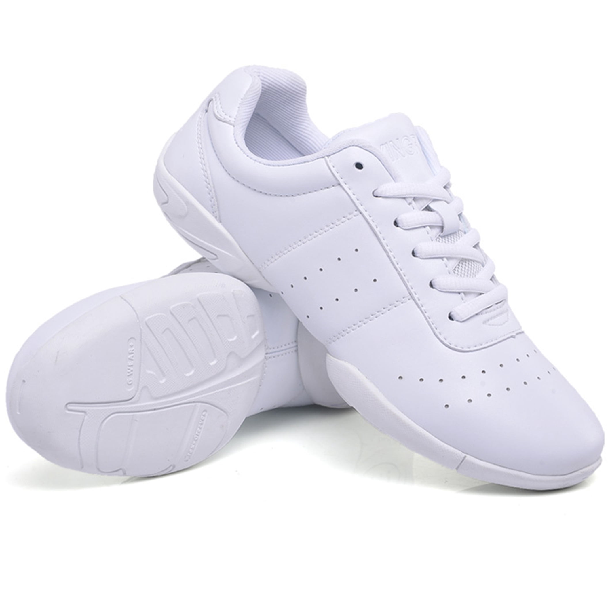 HAOSHIDUO White Cheer Shoes for Girls&Youth,Kids Cheerleading Shoes Dancing Athletic Training Breathable Lightweight Sneakers