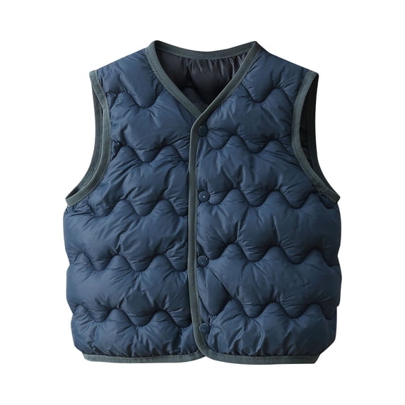 HAOTAGS 1-6 Years Kids Cotton Vest,Solid Color Warm Winter Toddler Outerwear Vests Jacket Navy 1 Years