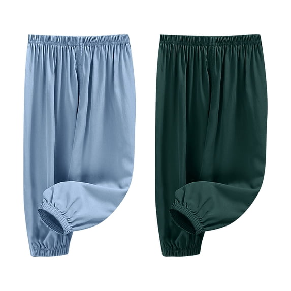 HAOTAGS 2PC Boys Girls Long Pants, High Waisted Breathable Quick Dry Causal Pants Green 9-10 Years