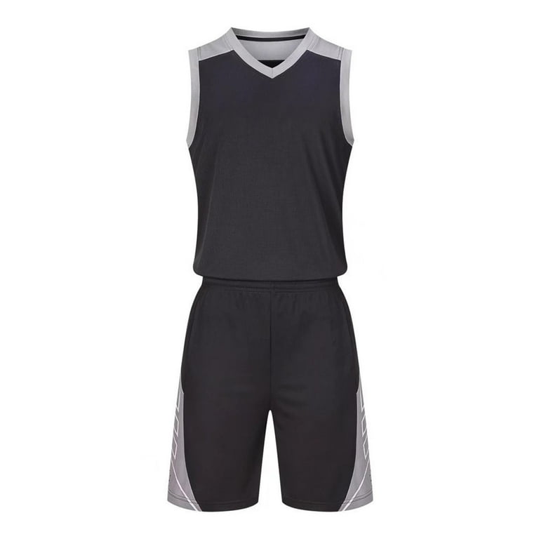 HAOTAGS 2Pcs Basketball Jersey Set for Boys(4-16), Youth Lightweight  Basketball Tank Top and Track Shorts Black