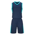 thumbnail image 1 of HAOTAGS 2Pcs Basketball Jersey Set for Boys(4-16), Youth Lightweight Basketball Tank Top and Track Shorts Dark Blue, 1 of 7