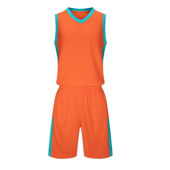 HAOTAGS 2Pcs Basketball Jersey Set for Boys(4-16), Youth Lightweight Basketball Tank Top and Track Shorts Orange