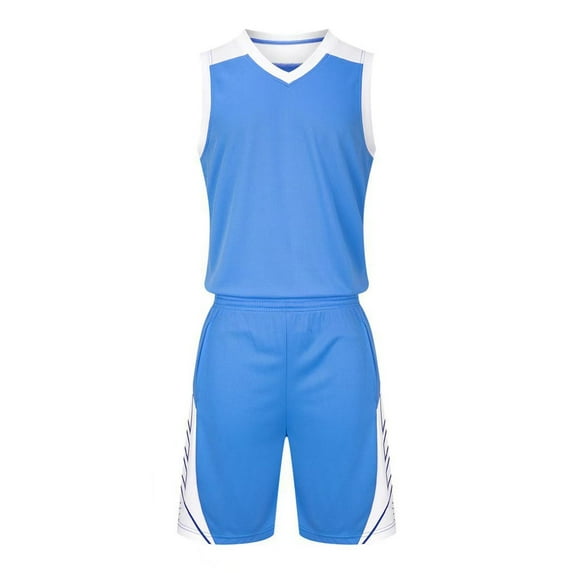HAOTAGS 2Pcs Basketball Jersey Set for Boys(4-16), Youth Lightweight Basketball Tank Top and Track Shorts Sky Blue