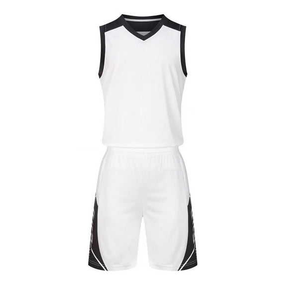 HAOTAGS 2Pcs Basketball Jersey Set for Boys(4-16), Youth Lightweight Basketball Tank Top and Track Shorts White