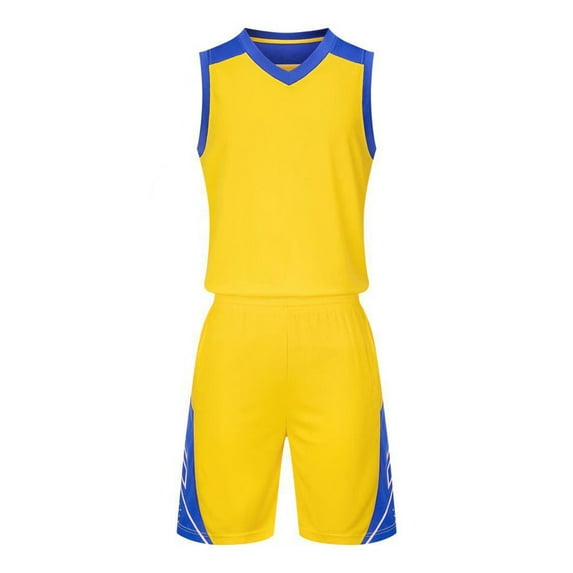 HAOTAGS 2Pcs Basketball Jersey Set for Boys(4-16), Youth Lightweight Basketball Tank Top and Track Shorts Yellow