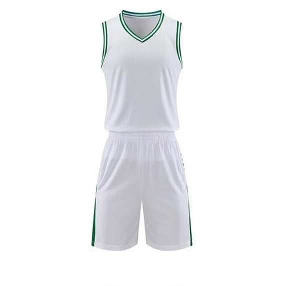 HAOTAGS 2Pcs Boys Basketball Jersey Set(4-16), Youth Lightweight Basketball Tank Top and Track Shorts White