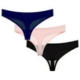 thumbnail image 1 of HAOTAGS 3PC Panties for Women,Solid Breathable Moisture-Wicking Thong V-Strings Black 2XL, 1 of 2