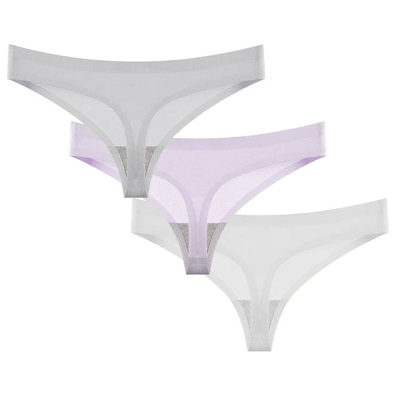 HAOTAGS 3Pack Women's Panties Seamless,Seamless Breathable Solid Thong Briefs White L