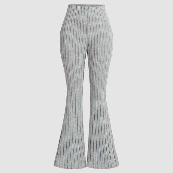 HAOTAGS 4 Pack Girls Flare Pants, Solid Color Elastic Waist Palazzo Casual Slim Pants Gray 9-10 Years