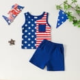 thumbnail image 1 of HAOTAGS 4th of July Tank Top with Shorts Set for Baby Boys and Girls, Holiday Summer Outfit Set Blue Size 6 Months, 1 of 9