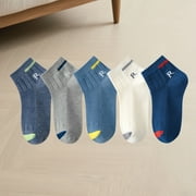 HAOTAGS 5PC Socks Sets for Boys, Breathable Printed Mid - calf Daily Comfortable Socks Dark Blue 12 Years