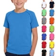 thumbnail image 1 of HAOTAGS Athletic Shirts for Boys(3-12) Casual Short Sleeve Quick-Dry Breathable Sport T-shirts Round Neck Lightweight & Comfortable Tee for Kids Blue Size 5-6Years, 1 of 9