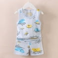 thumbnail image 1 of HAOTAGS Baby Boys Girls Tank Top Set Cute Print Summer Sleeveless Cotton Tshirts with Shorts Set Blue Size 3-4T, 1 of 3