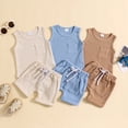 thumbnail image 1 of HAOTAGS Baby Boys Tank Top Outfit Set 3 Pack, Multipacks Solid Color Outdoor Shorts Set Brown 6 Months, 1 of 8