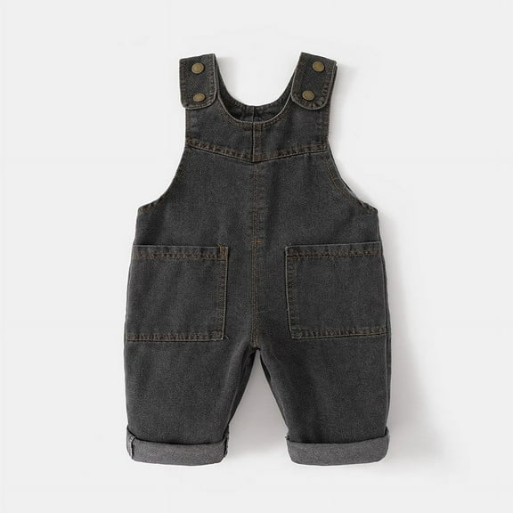 HAOTAGS Baby Denim Cowboy Overalls Causal Cargo Trousers Bootcut Pocket Boys Hop Streetwear Black 12-18 Months