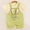 thumbnail image 1 of HAOTAGS Baby Girls Short Sleeve Tshirts with Overalls 2 Piece Sets, Casual Summer Outfits for Kids Green 2-3 Years, 1 of 3