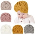thumbnail image 1 of HAOTAGS Baby Headband Hat,Comfort Solid Color Grain Bow Hats for Babies Stitch Bow Cap Yellow Free Size, 1 of 3