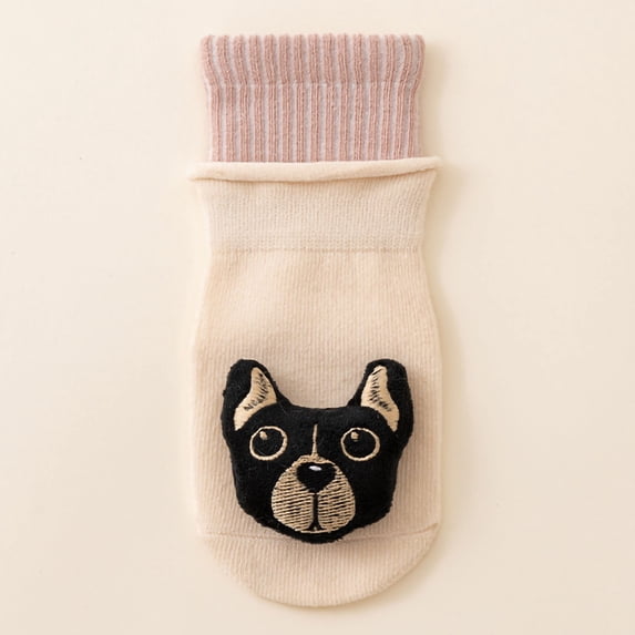 HAOTAGS Baby Socks – Non-Slip Silicone-Grip Mid-Calf Socks Breathable Crawling & First Steps Black Size S
