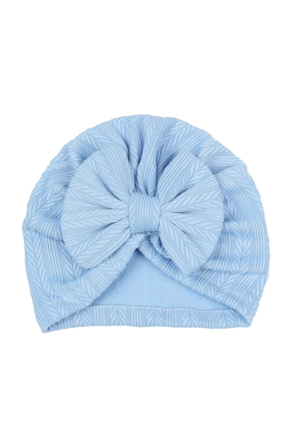 Baby Solid Color Hat,Cotton Bow Stitch Comfort Accent Beanie for Infants Light Blue Free Size