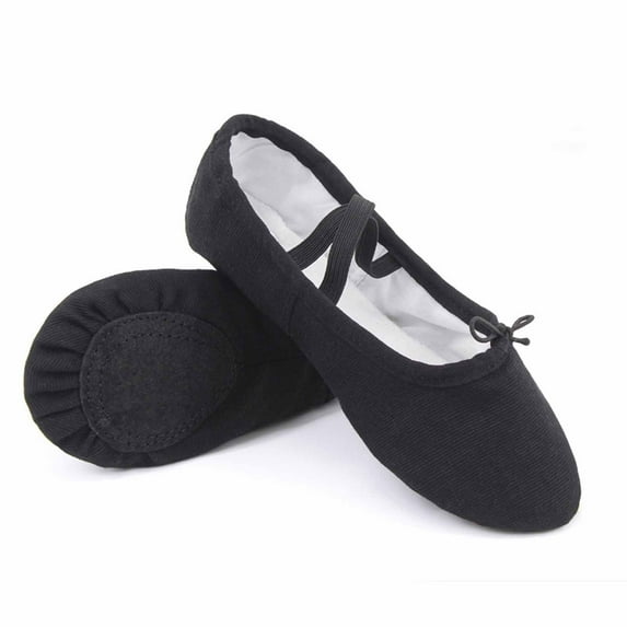 HAOTAGS Ballet Shoes for Girls, Practice Soft Sole Round&nbsp;Toe Yoga and Dance Shoes Black 32