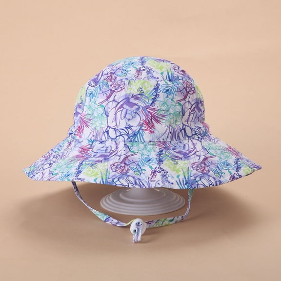 HAOTAGS Beach Fishing Hat for Toddler Kids, Outdoor Wide Brim Bucket Sunshade Adjustable Hats Multicolor 6 Months--3 T