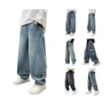 thumbnail image 1 of HAOTAGS Big Boy's Jeans(5-15), Casual Stright Leg Denim Pants Stretch Waist School Pants Blue 5 Years, 1 of 8