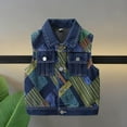 thumbnail image 1 of HAOTAGS Big Boys & Girls Sleeveless Lapel Denim Vest Top（2-14） Casual Buttoned Jacket Blue 13-14 Years, 1 of 9