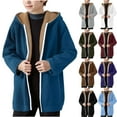 thumbnail image 1 of HAOTAGS Big Boys Mid-length Fleece Jacket, Long Sleeve Hooded Outwear for Winter Black 5Years, 1 of 8