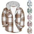 thumbnail image 1 of HAOTAGS Big Boys Plaid Jacket, Hooded Buttoned Down Shirts Casual Fall Winter Outerwear Brown 6 Years, 1 of 9