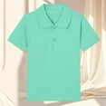 thumbnail image 1 of HAOTAGS Big Boys Polo Shirts for School Solid Color Short Sleeve Cotton Tops Mint Green Size 13 Years, 1 of 3