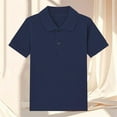 thumbnail image 1 of HAOTAGS Big Boys Polo Shirts for School Solid Color Short Sleeve Cotton Tops Navy Size 3 Years, 1 of 3
