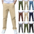thumbnail image 1 of HAOTAGS Big Boys School Uniform Pants(3-14), Elastic Waist Stretch Trousers Straight Leg Long Pants Army Green 12-14 Years, 1 of 8
