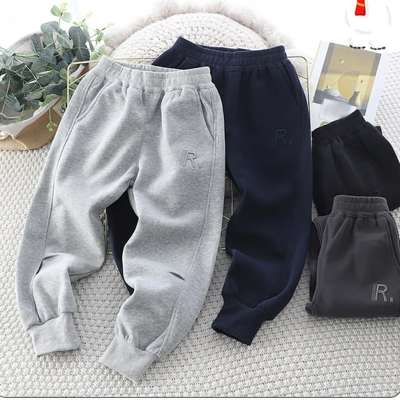 HAOTAGS Big Boys Sport Sweatpants(5-13), Casual Fall Winter Elastic Waist Active Jogger Pants Gray 8 Years