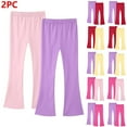 thumbnail image 1 of HAOTAGS Big Girls 2PC Leggings (3-14), High Waist Flared Pants Casual Yoga Pants Daily Pants Pink 9 Years, 1 of 9