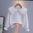 thumbnail image 1 of HAOTAGS Big Girls Button-Up Shirts, Thin Lace School Uniform Collar Dress Shirts for Teens White 9 Years, 1 of 3