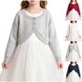 thumbnail image 1 of HAOTAGS Big Girls Knitted Cotton Cardigan (2-14) Long Sleeve School Sweater Jacket with Shawl Collar Gray Size 4T, 1 of 9